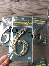 Vintage Hillman 3-Inch Colonial Hammersd Brass Plated House Number 6 (M209) 