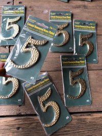 Vintage Hillman 3-Inch Colonial Hammersd Brass Plated House Number 5 (M210) 