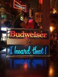 Vintage Advertising Budweiser Beer I Heard That! Lighted Store Display Sign (M269) 