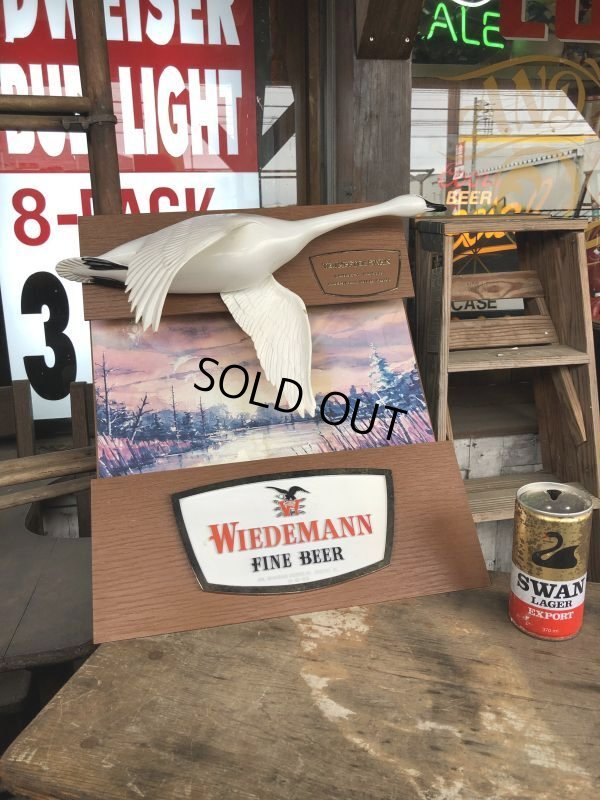 画像1: 60s Wiedemann's Fine Beer Trumpeter Swan Advertising Store Display Lighted Sign (M273) 