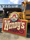 【店舗引き取り限定】 大型195cm Vintage Advertising Wendy's Old Fashioned Hamburgers Store Display Sign Huge !!! (M285)