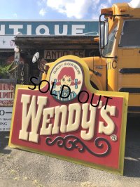 【店舗引き取り限定】 大型195cm Vintage Advertising Wendy's Old Fashioned Hamburgers Store Display Sign Huge !!! (M285)