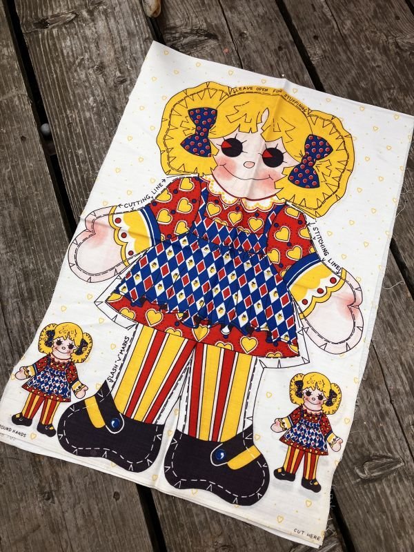 画像4: 70s Vintage N.O.S Cut N Sew Cloth Fabric Panel Pillow Doll  Yellow Hair Girl (M294) 