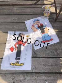 80s Vintage N.O.S Cut N Sew Cloth Fabric Panel Pillow Doll  Popeye & Olive (M302) 