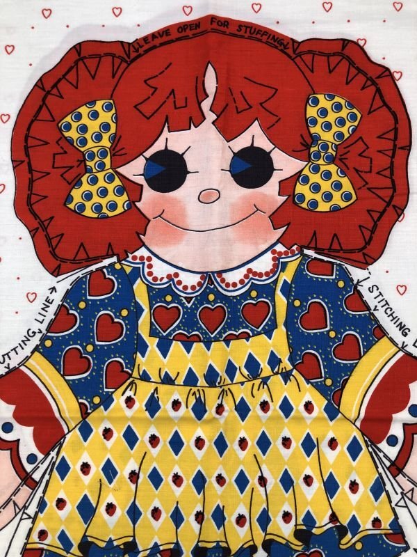画像2: 70s Vintage N.O.S Cut N Sew Cloth Fabric Panel Pillow Doll  Red Hair Girl (M293) 