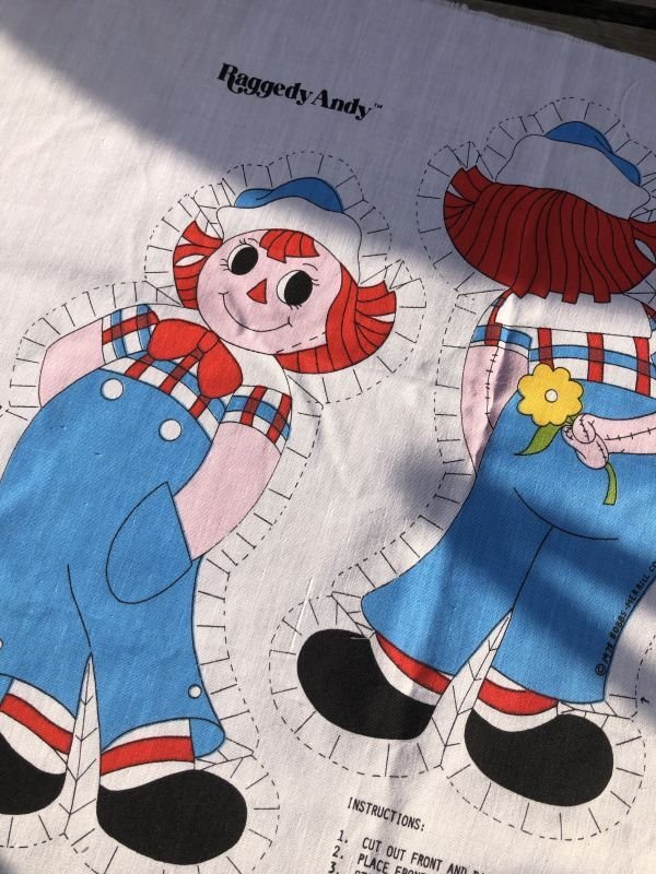 画像2: 70s Vintage N.O.S Cut N Sew Cloth Fabric Panel Pillow Doll  Raggedy Ann & Andy & Arthur (M300) 