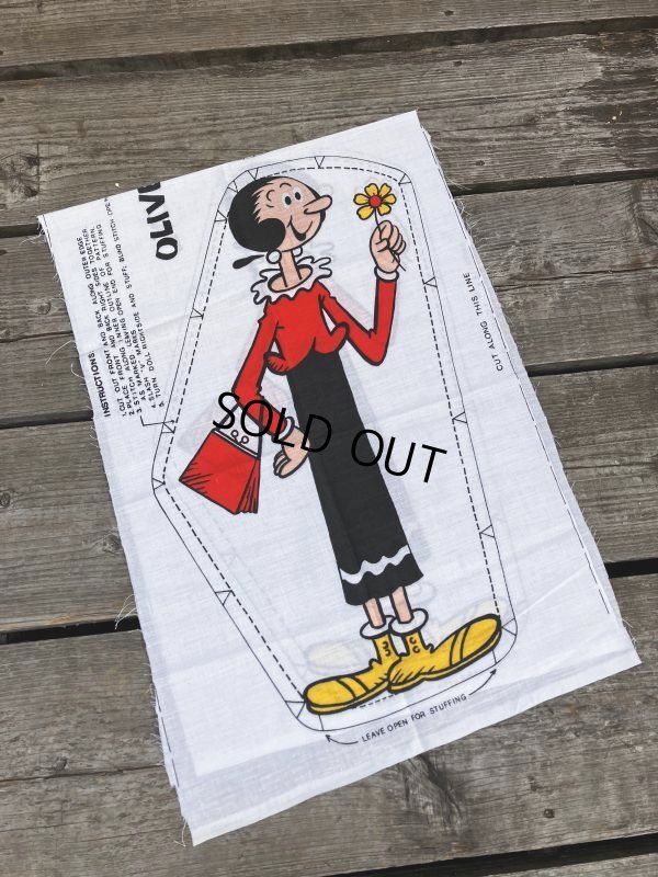 画像8: 80s Vintage N.O.S Cut N Sew Cloth Fabric Panel Pillow Doll  Popeye & Olive (M302) 