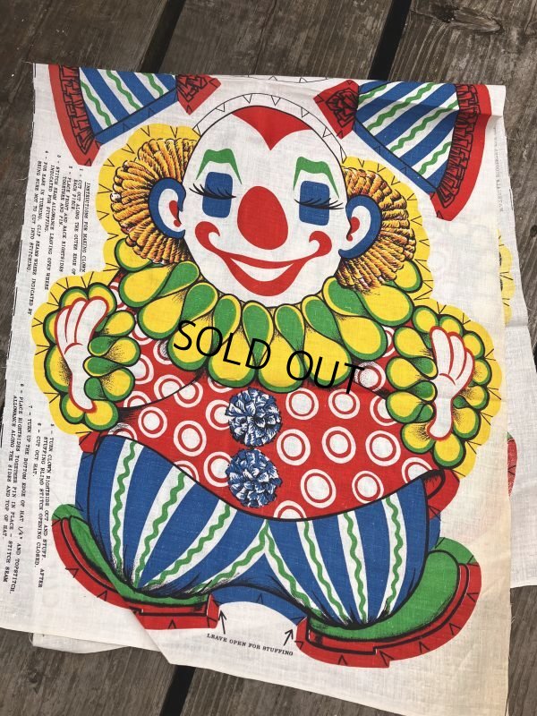 画像4: 70s Vintage N.O.S Cut N Sew Cloth Fabric Panel Pillow Doll  Clown (M297) 
