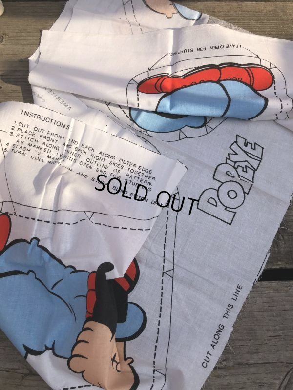 画像4: 80s Vintage N.O.S Cut N Sew Cloth Fabric Panel Pillow Doll  Popeye & Olive (M302) 