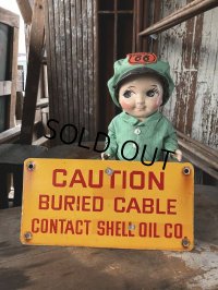 RARE!! Vintage ORIGINAL Shell Oil Company CAUTIN Sign (M307) 