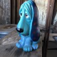 画像4: 70s Vintage NY Vinyl Plastic Sad Eye Dog Bank Basset hound Blue (M307)  (4)