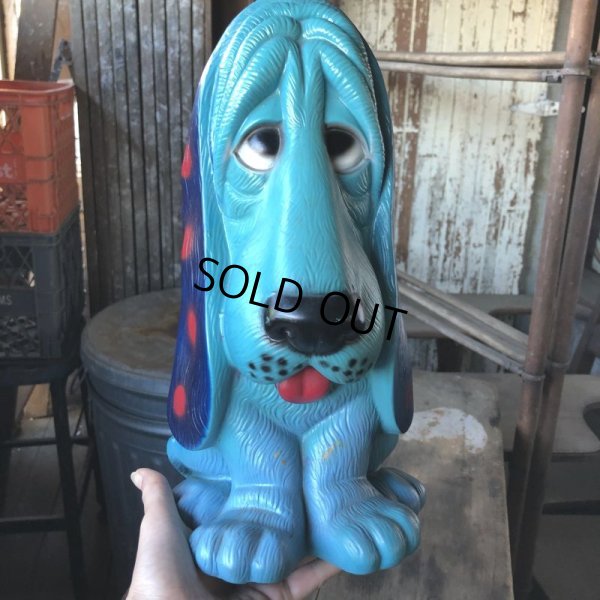 画像5: 70s Vintage NY Vinyl Plastic Sad Eye Dog Bank Basset hound Blue (M307) 