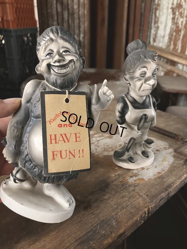 画像12: 50s Vintage KWITCHERBELYAKEN JAPAN Weird People Ceramic Statue (M315)