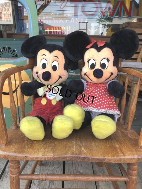 画像1: Vintage Disney Minnie & Mickey Mouse Plush Doll Set 60cm (M344)