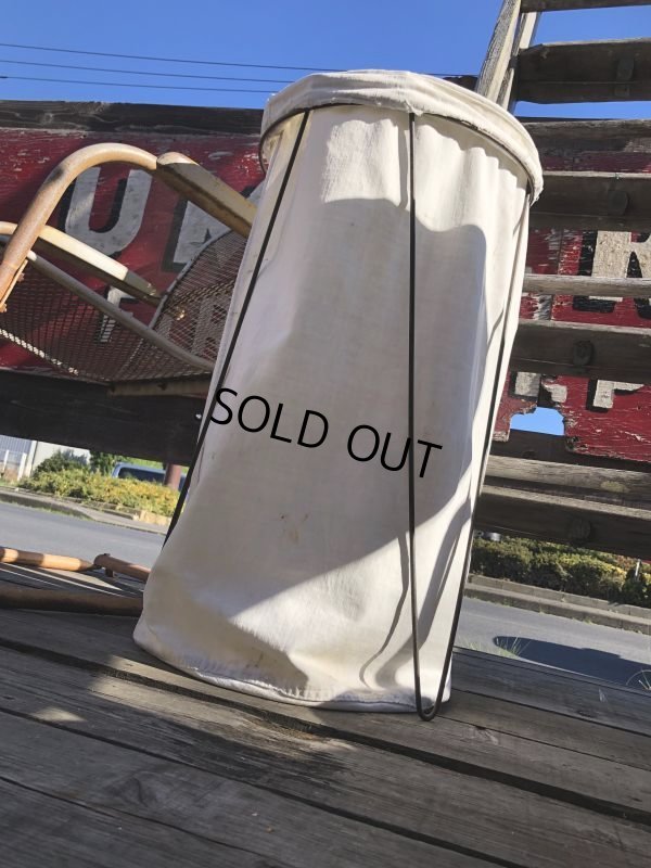 画像4: Vintage Laundry Wire Hamper Canvas Duffel Bag (M366) 