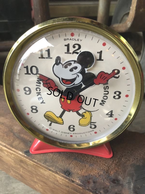 画像1: 70s Vintage Bradley Disney Mickey Mouse Animated Action Alarm Clock (M368)