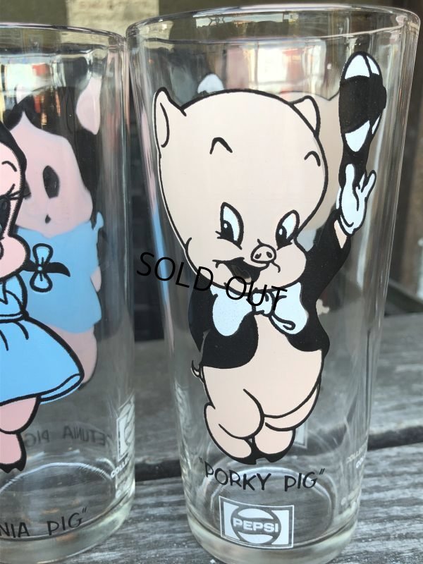 画像6: 70s Vintage Pepsi Glass Porky Pig & Petunia Pig SET (M373)