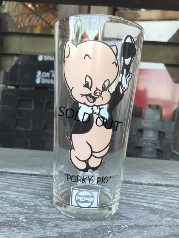 画像1: 70s Vintage Pepsi Glass Porky Pig (M372)