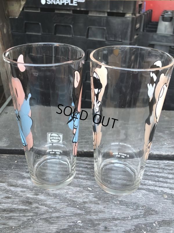 画像4: 70s Vintage Pepsi Glass Porky Pig & Petunia Pig SET (M373)