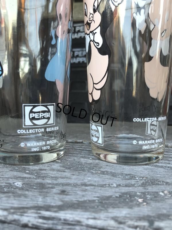 画像7: 70s Vintage Pepsi Glass Porky Pig & Petunia Pig SET (M373)