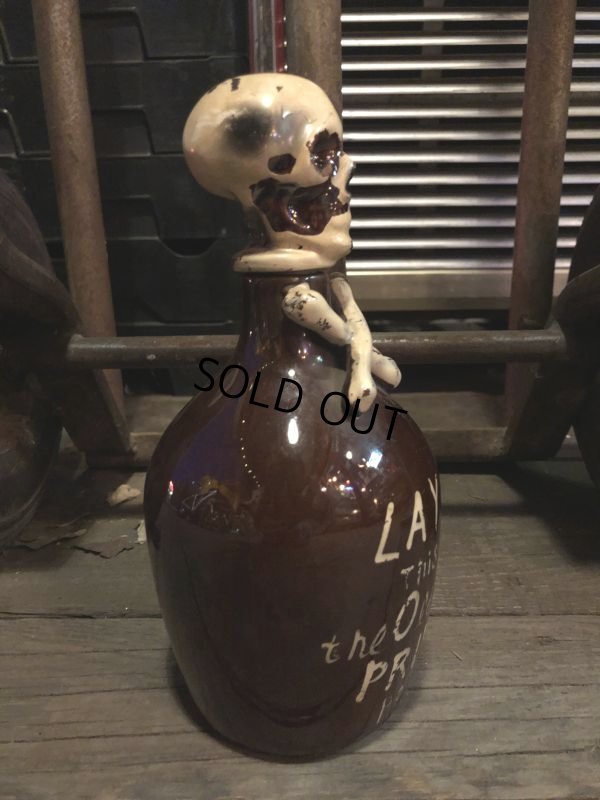 画像4: 50s Vintage JAPAN Skull Poison Bottle Decanter (B406)