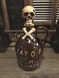 50s Vintage JAPAN Skull Poison Bottle Decanter (B406)
