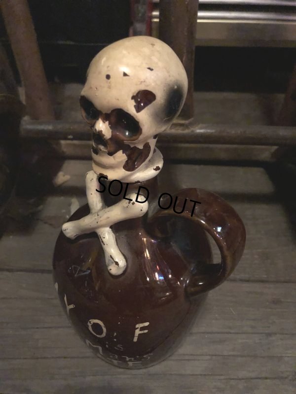 画像2: 50s Vintage JAPAN Skull Poison Bottle Decanter (B406)