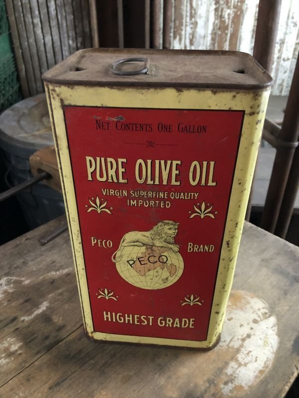 画像1: Vintage PECO Brand Pure Olive Oil One Gallon Can (M429)