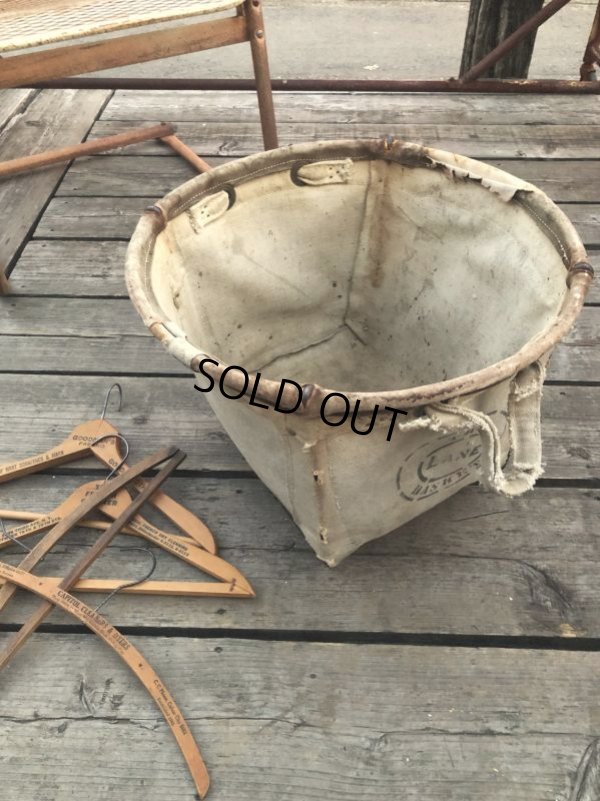 画像12: Vintage Industrial Laundry Canvas Basket (M463)