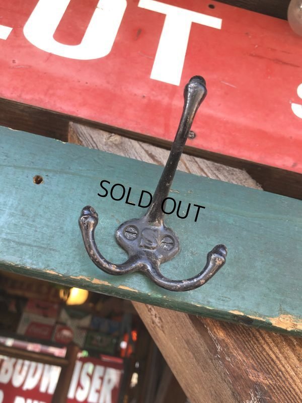 画像3: Antique U.S.A . 5 Iron Hooks Rack Wooden Wall Mounted Coat Hanger (M463)