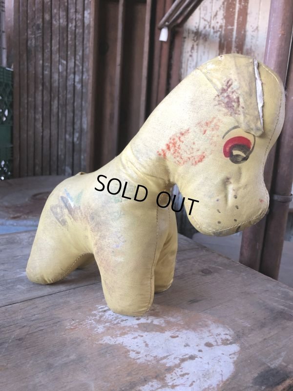 画像1: Vintage Vinyl Leather Stuffed Plush Dog Doll Memorial ( M491)