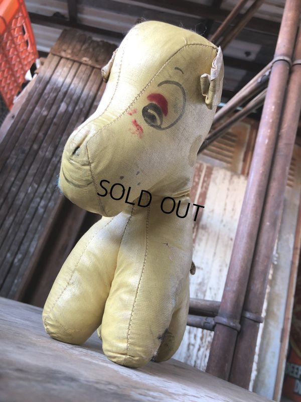 画像2: Vintage Vinyl Leather Stuffed Plush Dog Doll Memorial ( M491)