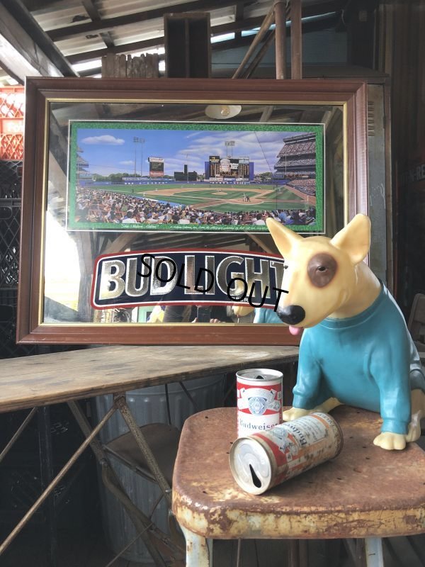 画像1: 90s Vintage BUDWEISER Bud Light Chicago Cubs Sunlit Wrigley Field Bar Pub Mirror Sign (M493)