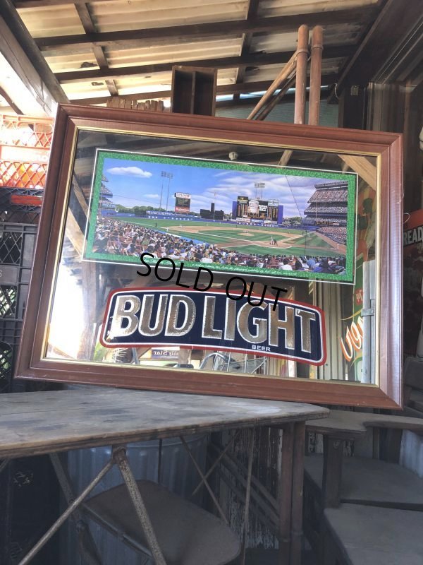 画像20: 90s Vintage BUDWEISER Bud Light Chicago Cubs Sunlit Wrigley Field Bar Pub Mirror Sign (M493)