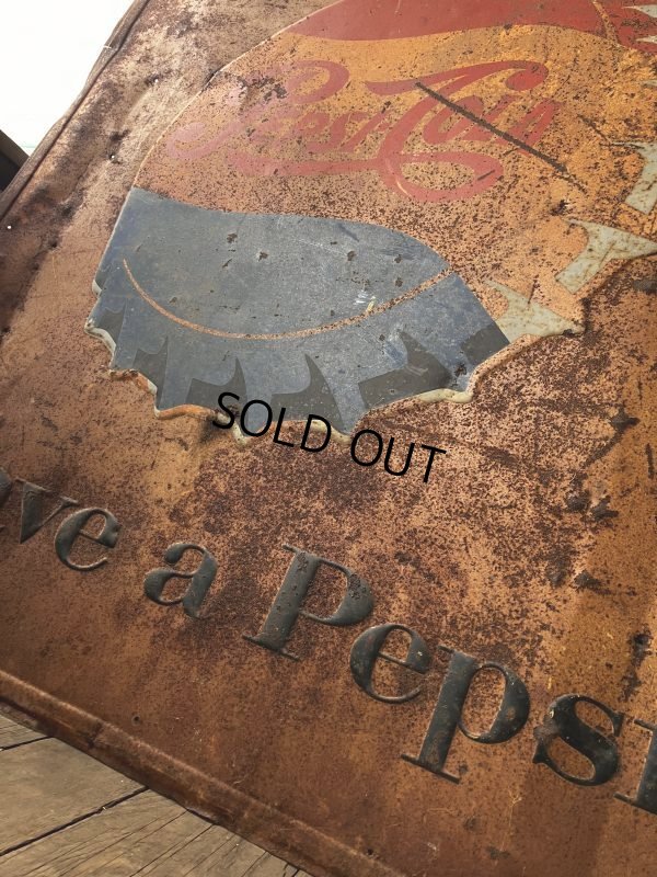 画像7: 50s Vintage Advetising "Have a Pepsi" Store Display Embossed Metal Sign (M497)