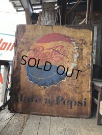 50s Vintage Advetising "Have a Pepsi" Store Display Embossed Metal Sign (M497)