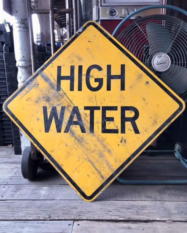 画像1: Vintage Traffic Road Sign High Water (M538)