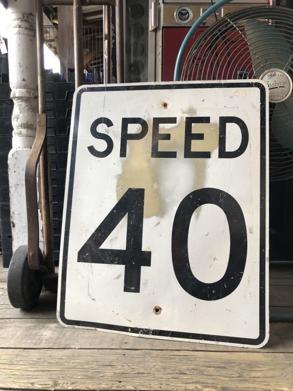 画像1: Vintage Road Sign SPEED LIMIT 40 (M524)