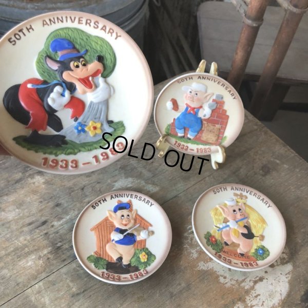 画像13: Vintage Disney 1933-1983 50th Anniversary Three Little Pigs Porcelain Plate Complate Set (M544)