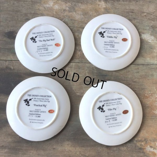 画像12: Vintage Disney 1933-1983 50th Anniversary Three Little Pigs Porcelain Plate Complate Set (M544)