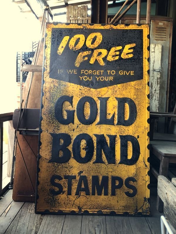 画像4: 【店舗引き取り限定】 Vintage GOLD BOND STAMPS Advertising Large Metal Store Display Sign SET (M547)