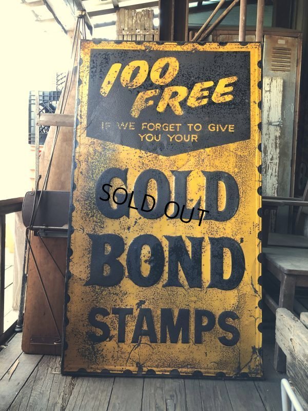 画像4: 【店舗引き取り限定】 Vintage GOLD BOND STAMPS Advertising Large Metal Store Display Sign SET (M547)