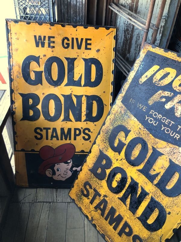 画像23: 【店舗引き取り限定】 Vintage GOLD BOND STAMPS Advertising Large Metal Store Display Sign SET (M547)
