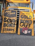【店舗引き取り限定】 Vintage GOLD BOND STAMPS Advertising Large Metal Store Display Sign SET (M547)