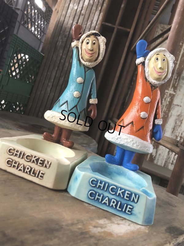 画像15: 50s Vintage Advertising Chicken Charlie Figure Statue Ashtray (M579)