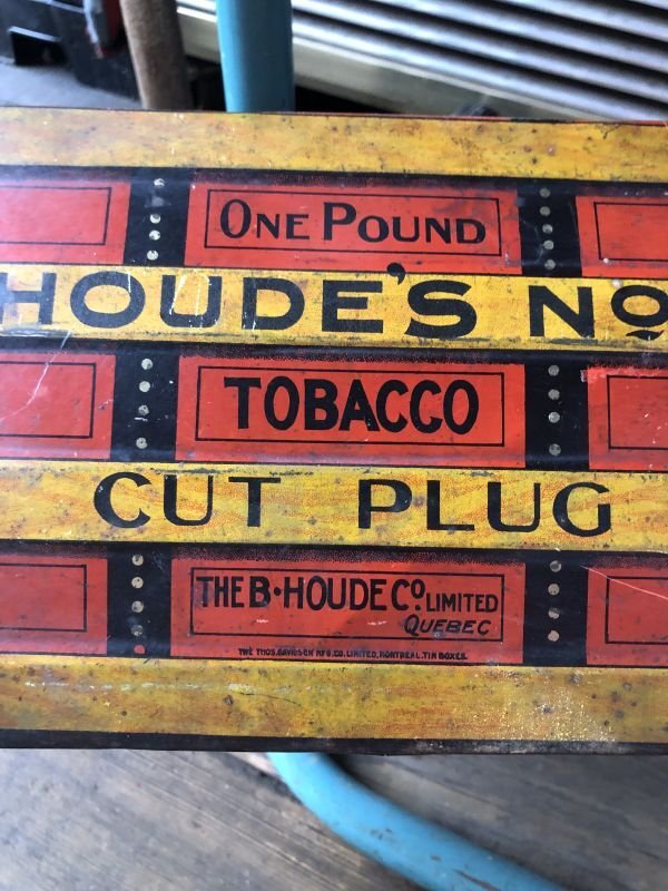 画像14: Antique Advertising HOUDE'S Co. NO.1 Cut Plug Tobacco Trunk Tin Box (M600)