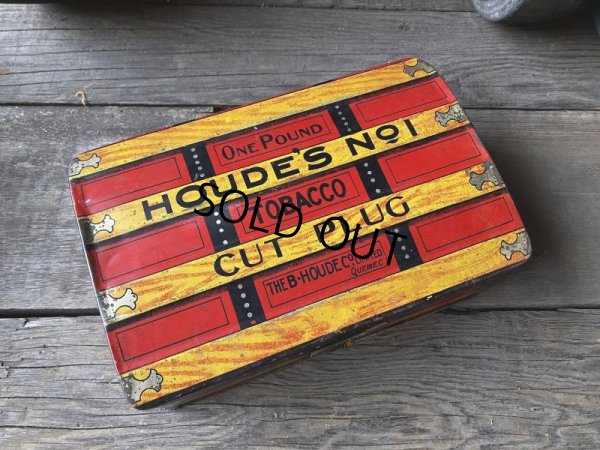 画像11: Antique Advertising HOUDE'S Co. NO.1 Cut Plug Tobacco Trunk Tin Box (M601)