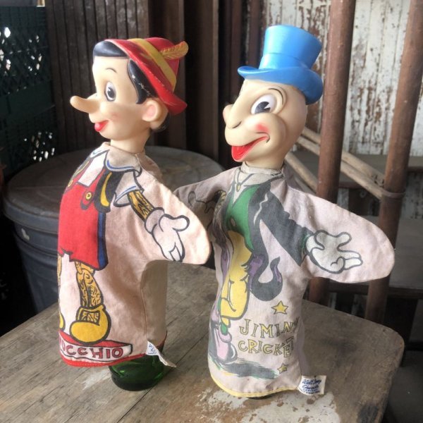 画像2: Vintage Gund Hand Puppet Doll Disney Pinocchio &  Jiminy Cricket SET (M605)