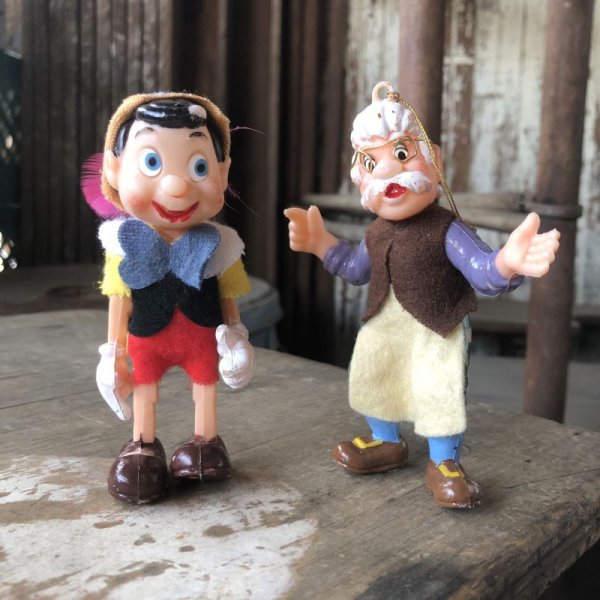 画像1: Vintage Disney Pinocchio & Geppetto Ornament SET (M616) 