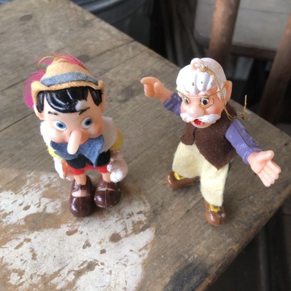 画像2: Vintage Disney Pinocchio & Geppetto Ornament SET (M616) 